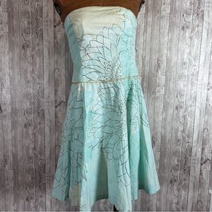 Anthropologie Elevenses Strapless Floral Dress